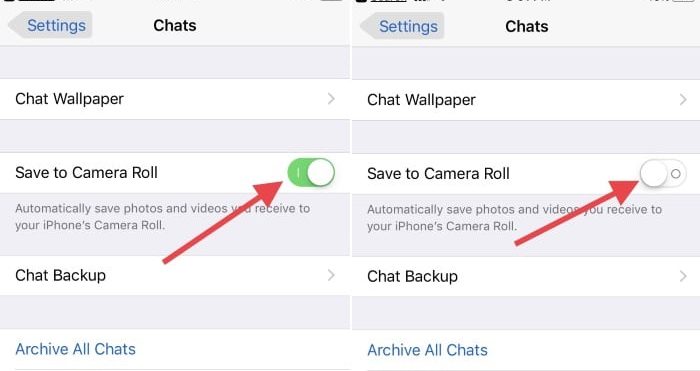 stop saving WhatsApp images and videos on iPhone Camera roll