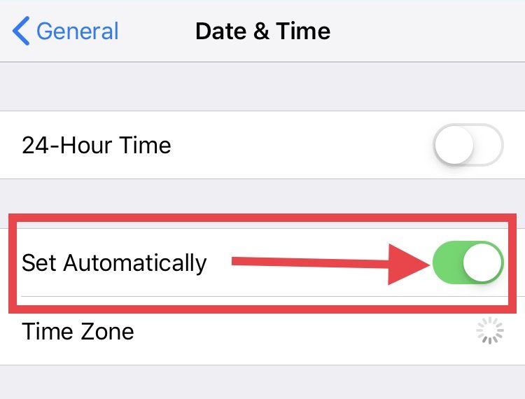 Set Automatically for date and time zone on iPhone