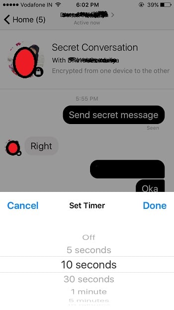 3 Timer in Secrete message on FB messenger