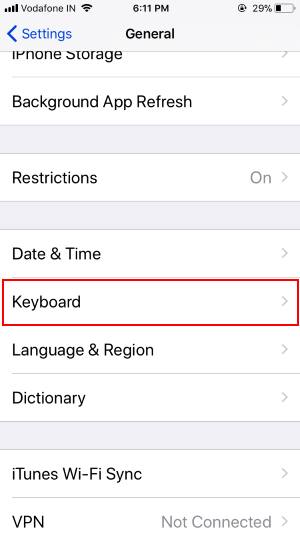 2 Keyboard Settings on iPhone