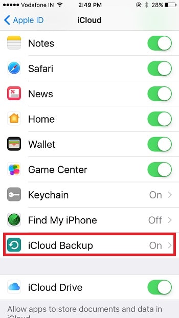 3 iCloud Backup Manage screen