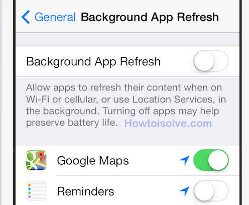 Background App refresh Background App refresh for how to improve Battery life on iOS 7