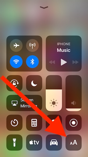 1 Change Text Size from Control Center in iOS 11