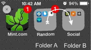 Tap and hold folder A which you want to move in another folder B