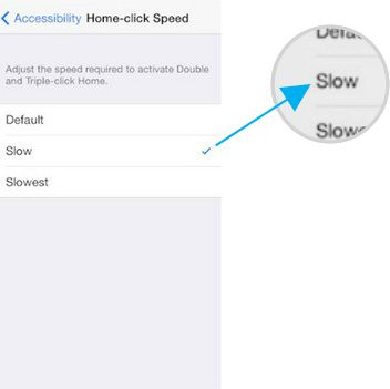 adjust home button click speed on iPhone