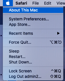 About This Mac option on Mac