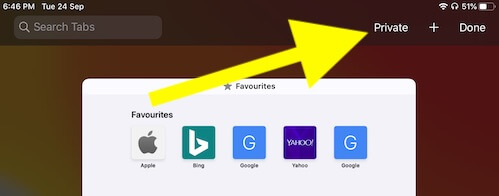 Safari Private Browsing on iPhone
