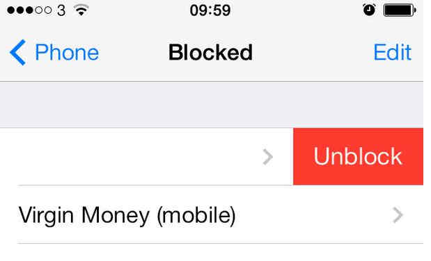 Top on unblock to remove added contact in blocked list