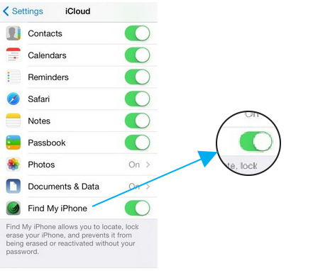enable find my iPhone in iOS 7 and iOS 8