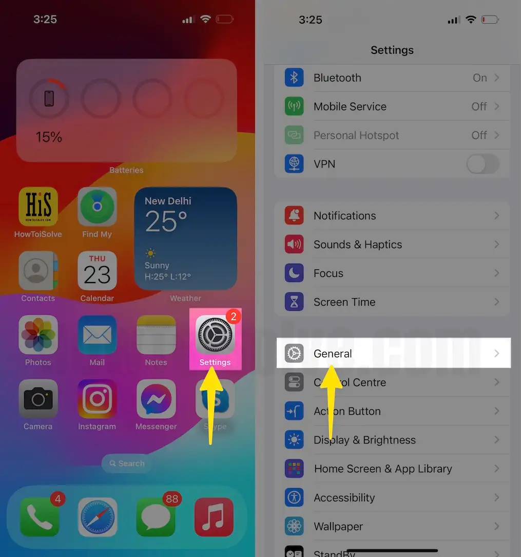 Open Settings Choose General on iPhone
