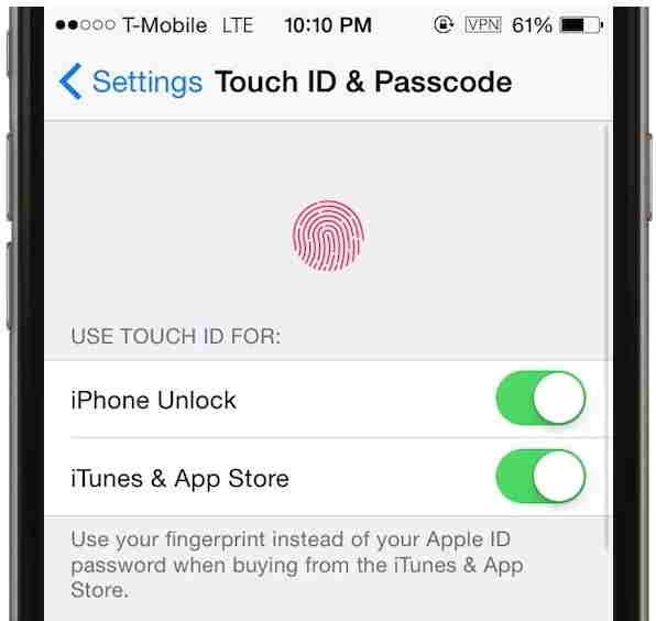 enable touch ID - Useful privacy settings in iOS 8