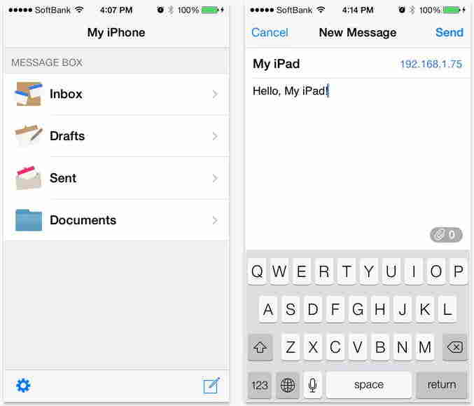 Send message/files in iPhone and another device