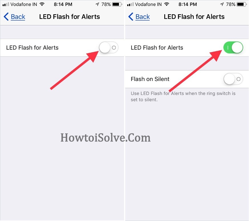 Turn on or off LED FLash for Alerts when iPhone on Silent mode