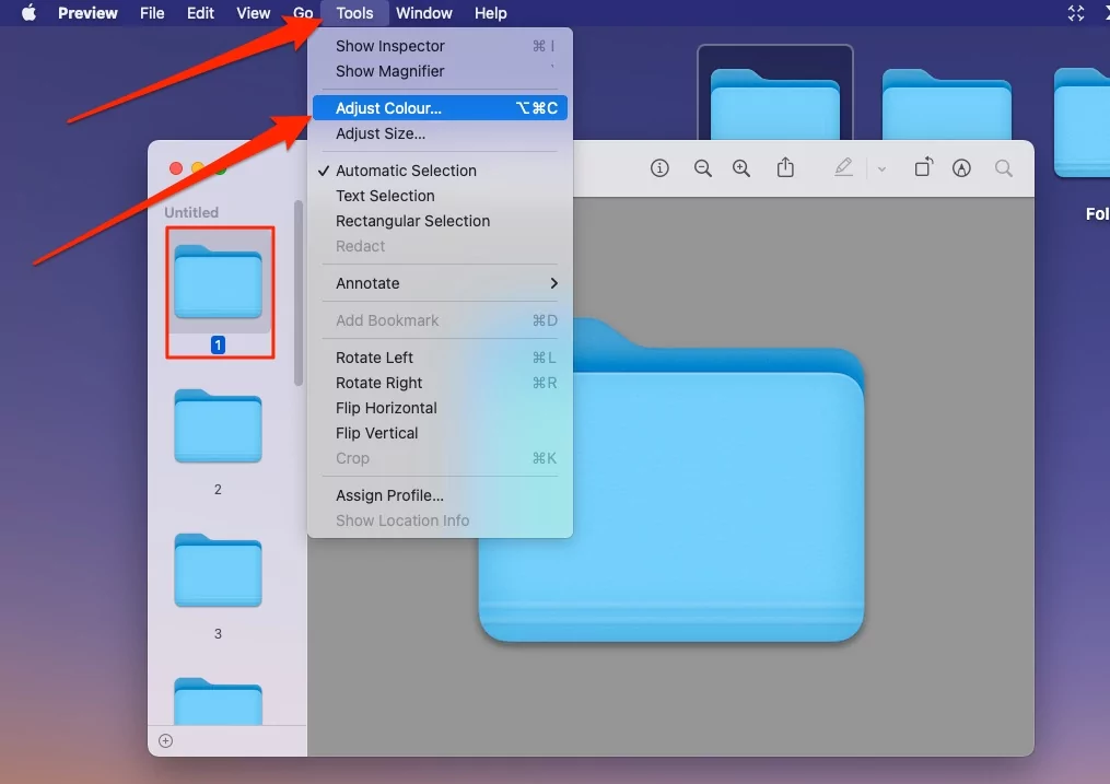 select-folder-and-adjust-color-for-this-in-preview-on-mac