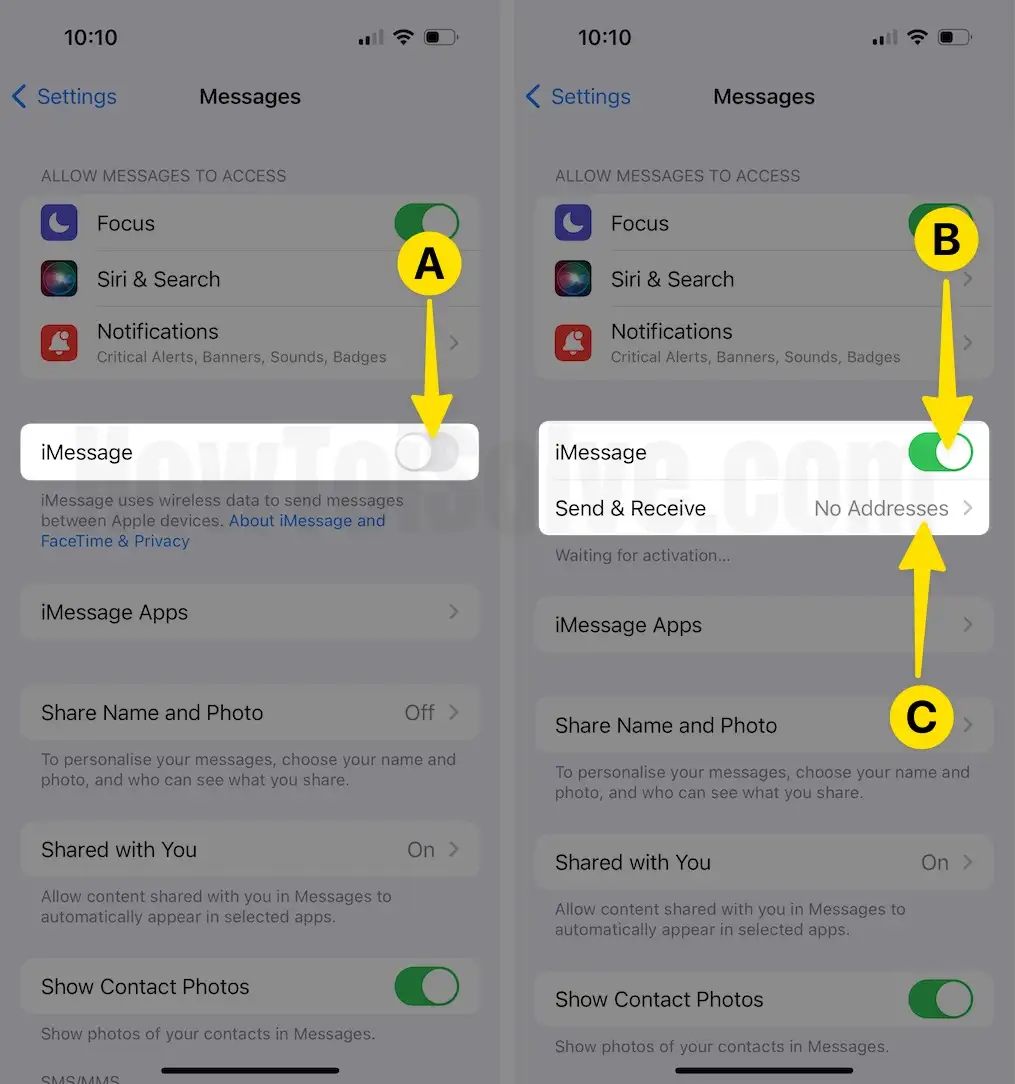 Disable iMessage Set the correct Send & Receive iMessage options on iPhone