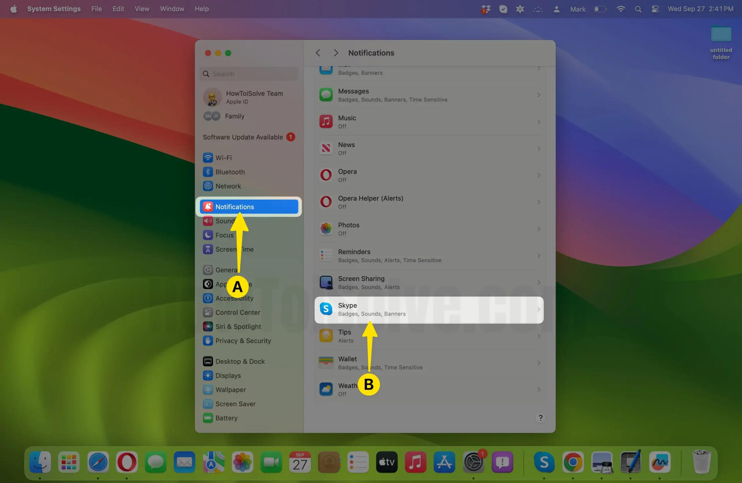 Click notifications tap on Skype on mac