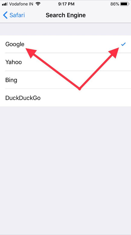change bing to google for Change Default Search Engine in Safari on iPhone iPad