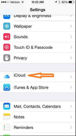 To set setting tap on iCloud