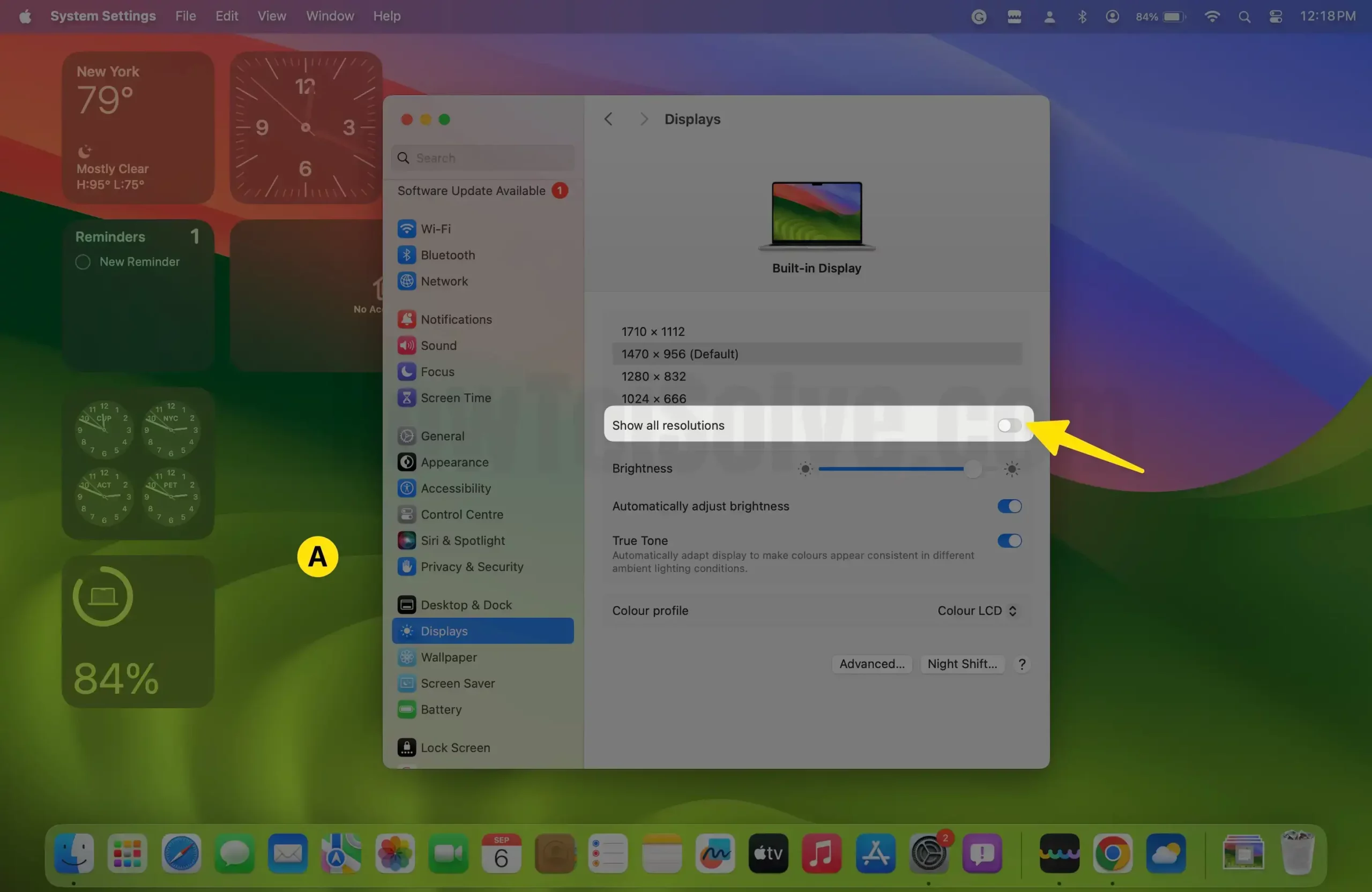 Enable toggle ON show all resolutions on mac