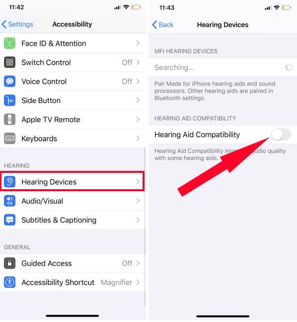 Enable Hearing Aid compatibility on iPhone