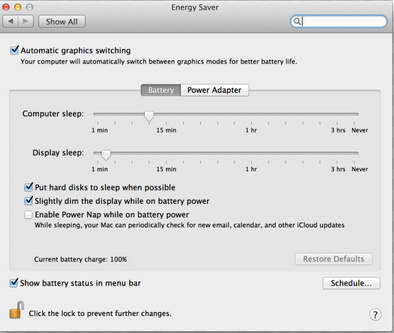 Battery life saving setting in MacBook
