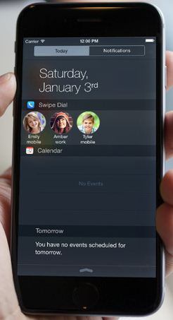 All the added contacts inside today view notification centre