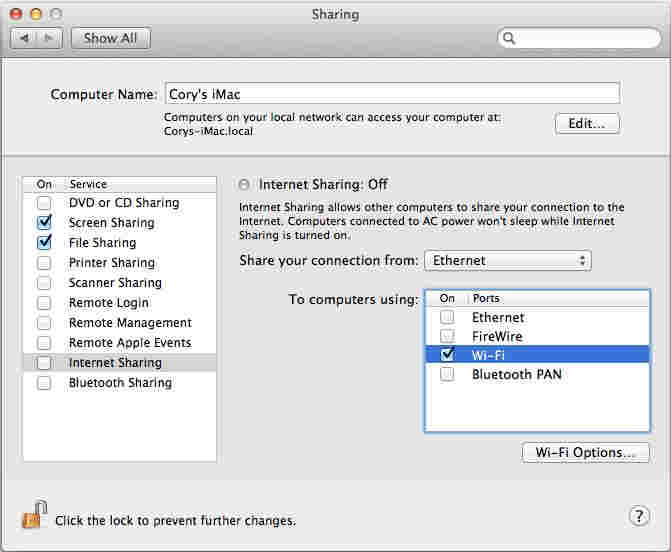 WiFi option in your Mac yosemite.