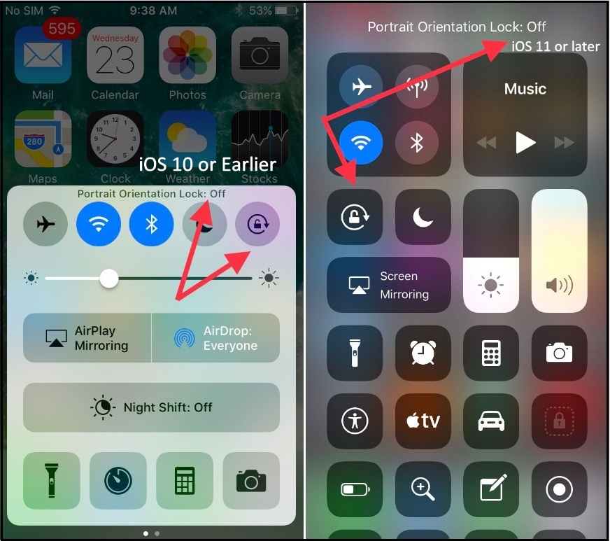 Setting of iPhone iPad iOS auto rotate iPhone screen orientation Lock turn OFF iOS 10 iOS 11 or later