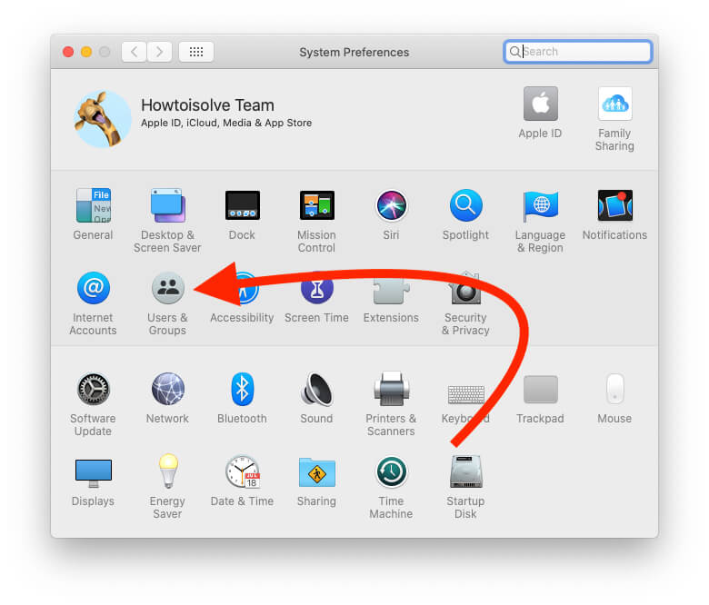 Users and Group option under the System Preferences option on Mac