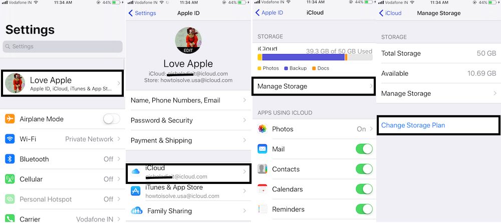 how to change icloud storage plans