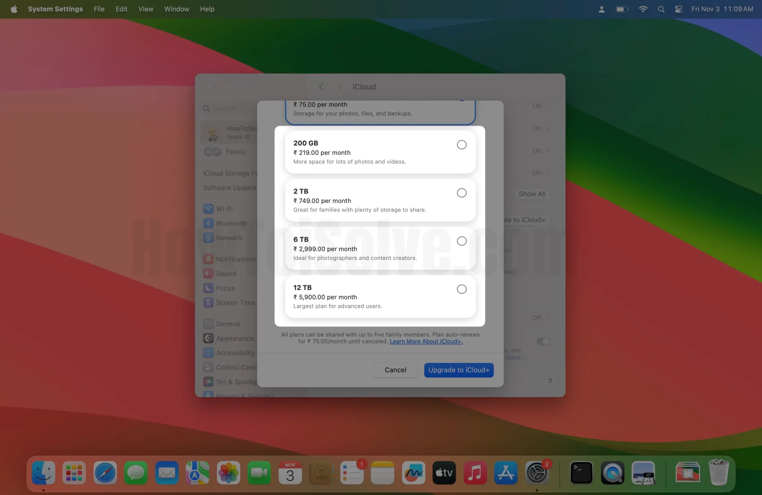 In the next screen see the plan for change on mac