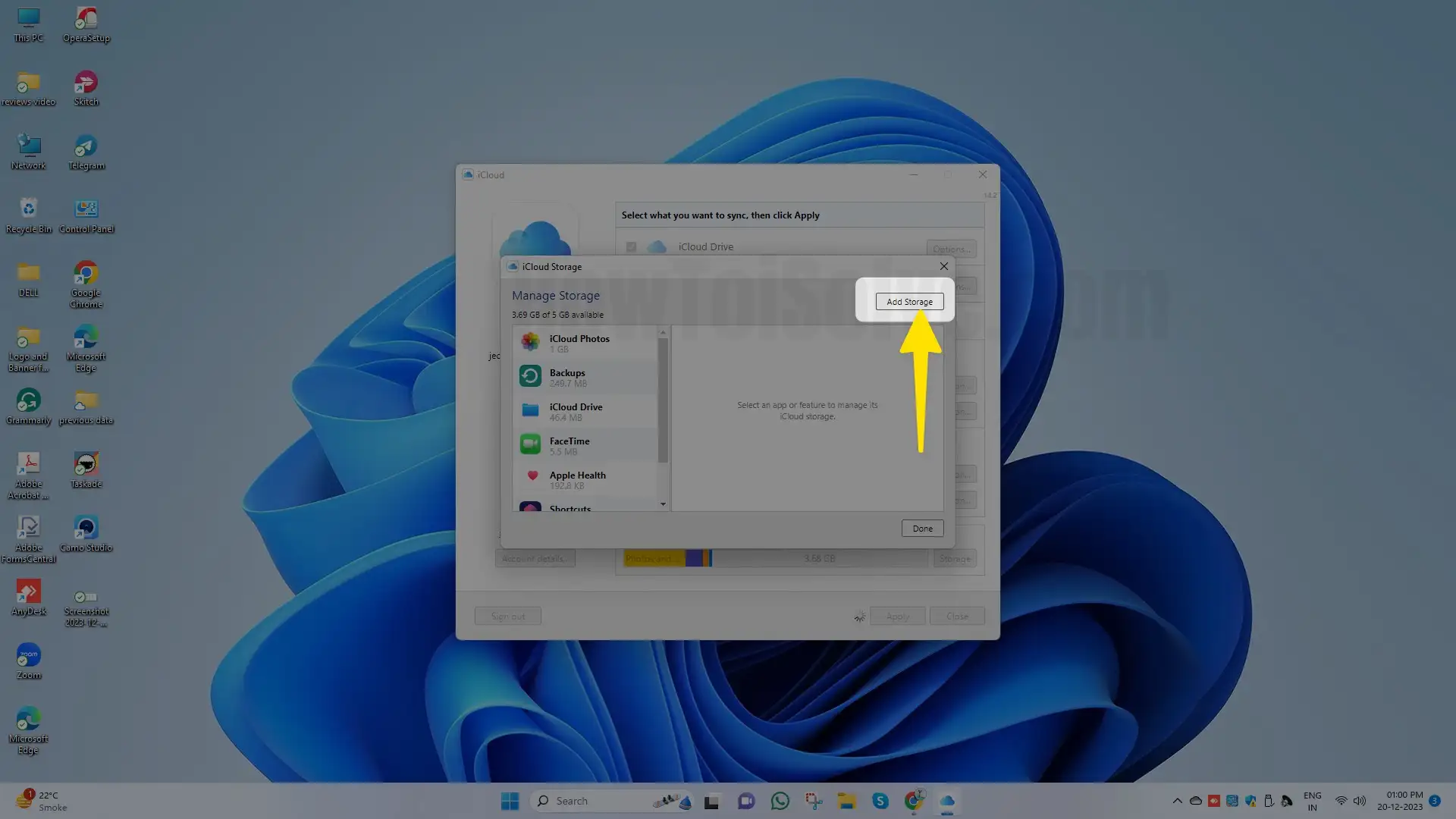 Click add storage on mac