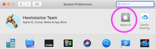 Apple ID on System Preferences on Mac for iCloud Space