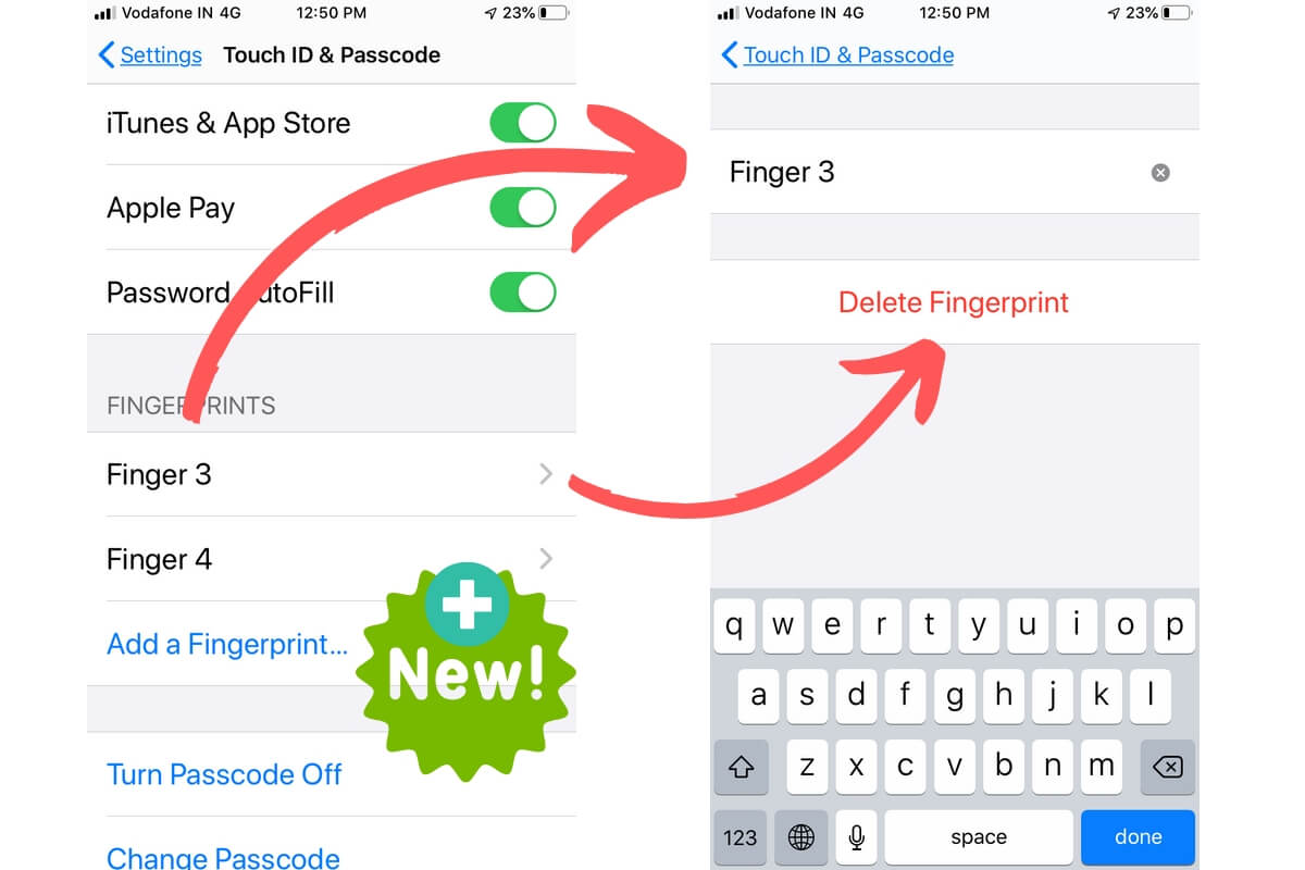 Delete, Add a New or Rename Fingerprints on iPhone and iPad