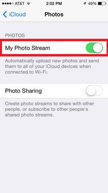 Turn photo stream enabled for Access Camera photos to all Devices