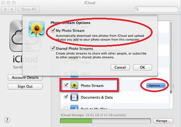 Photo Stream Enable for Mac System preference