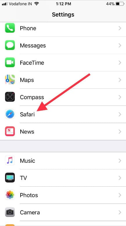 open Safari settings on your iPhone to clear history cookies and browsing data