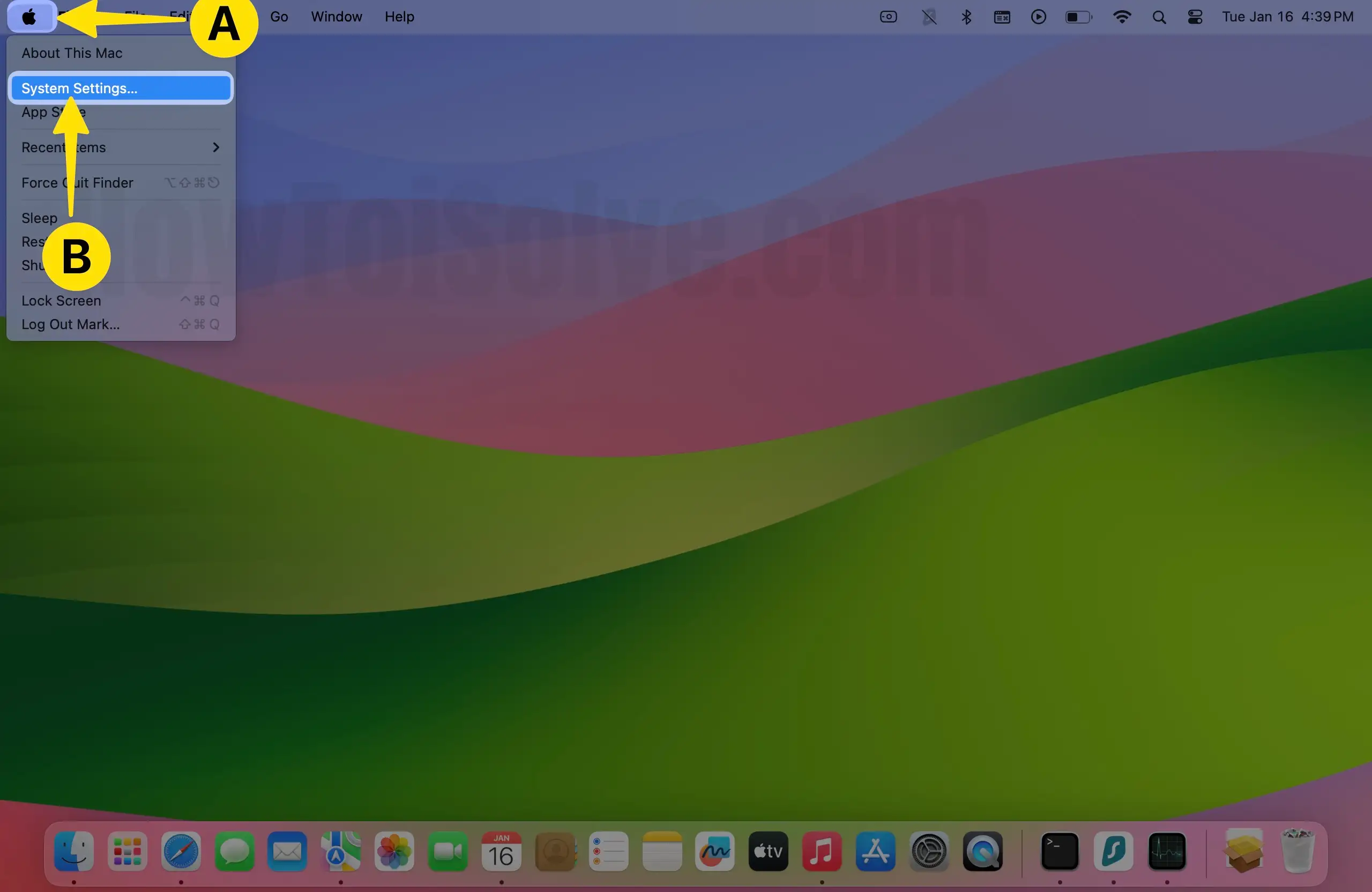 Click on Apple Logo Select System Settings on Mac