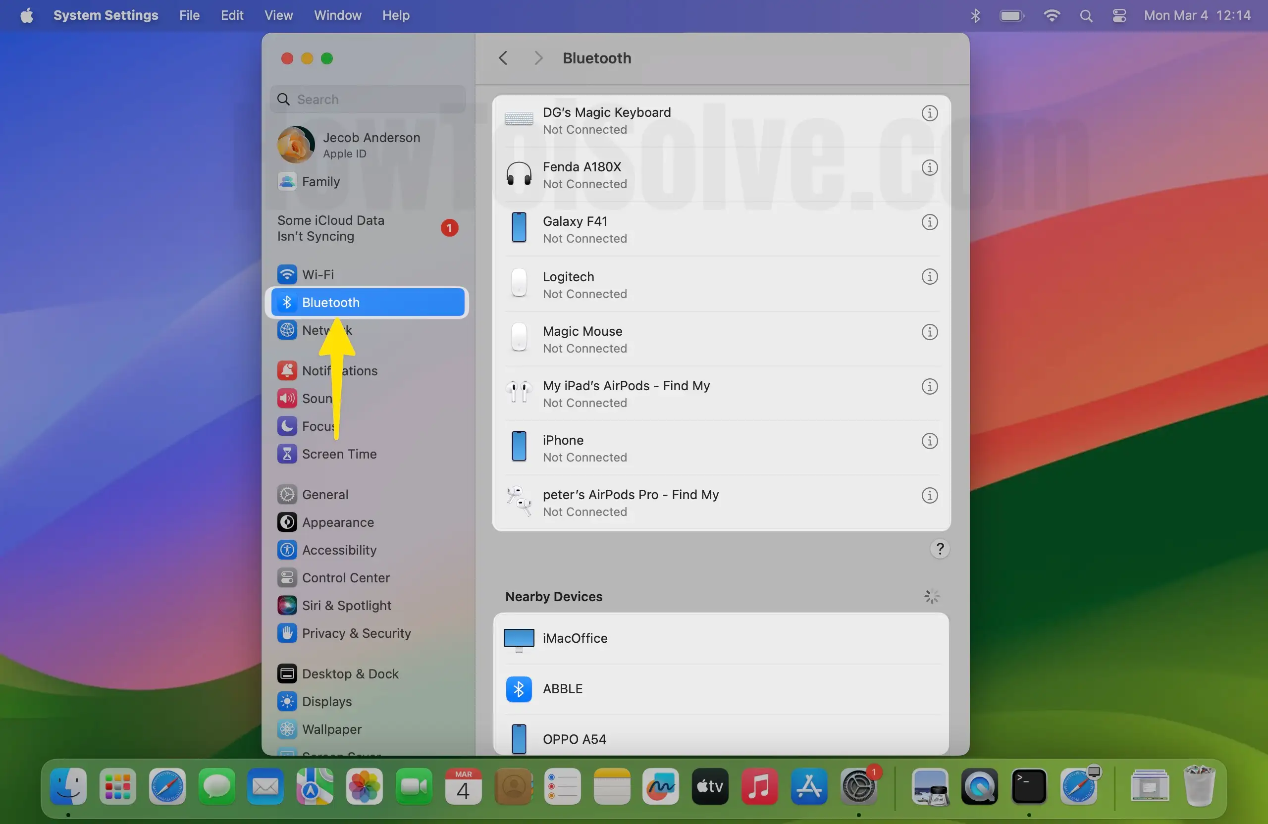 Tap on Bluetooth Manually Search Device on Mac