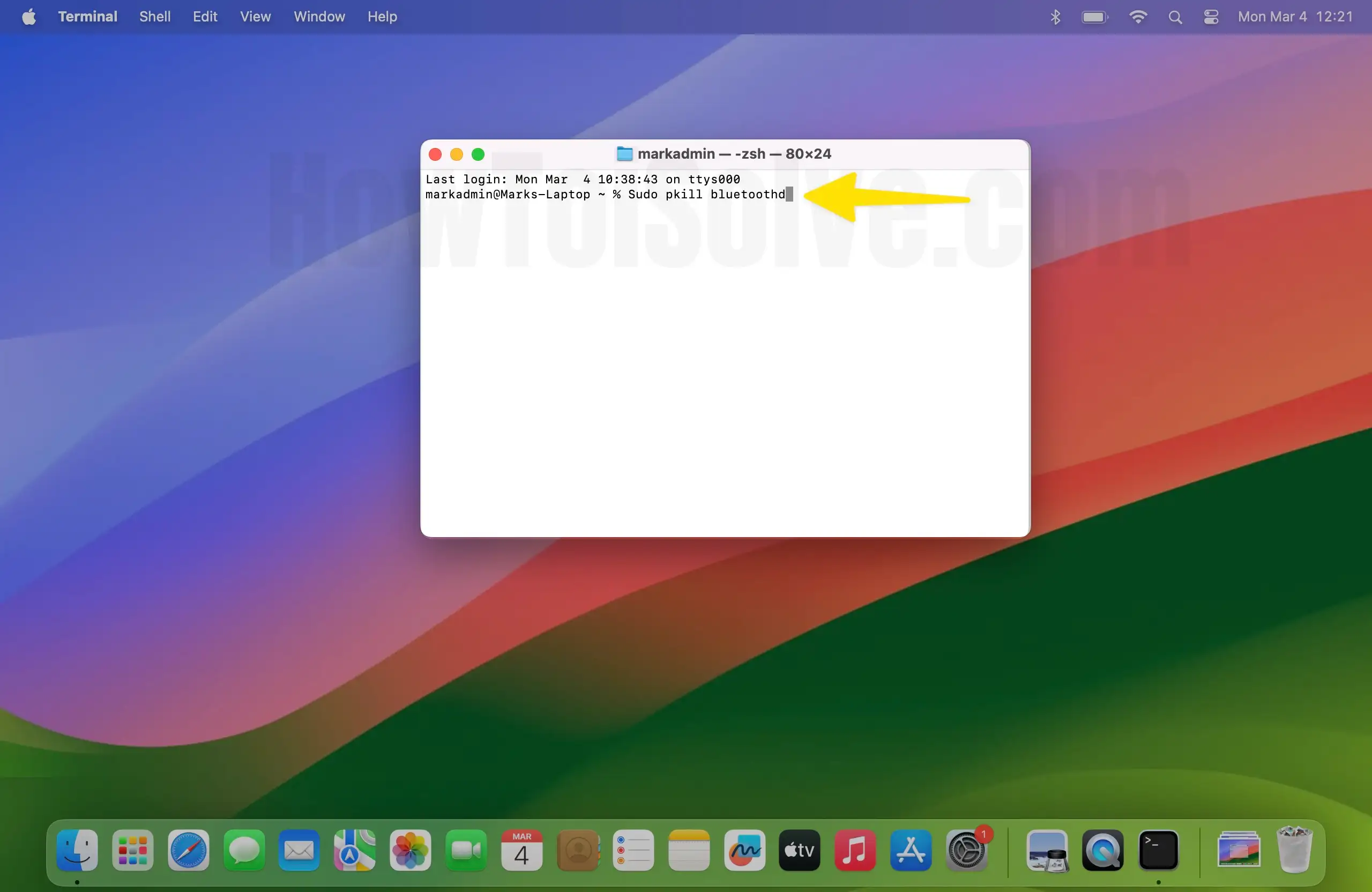 Type sudo pkill bluetoothd on Mac