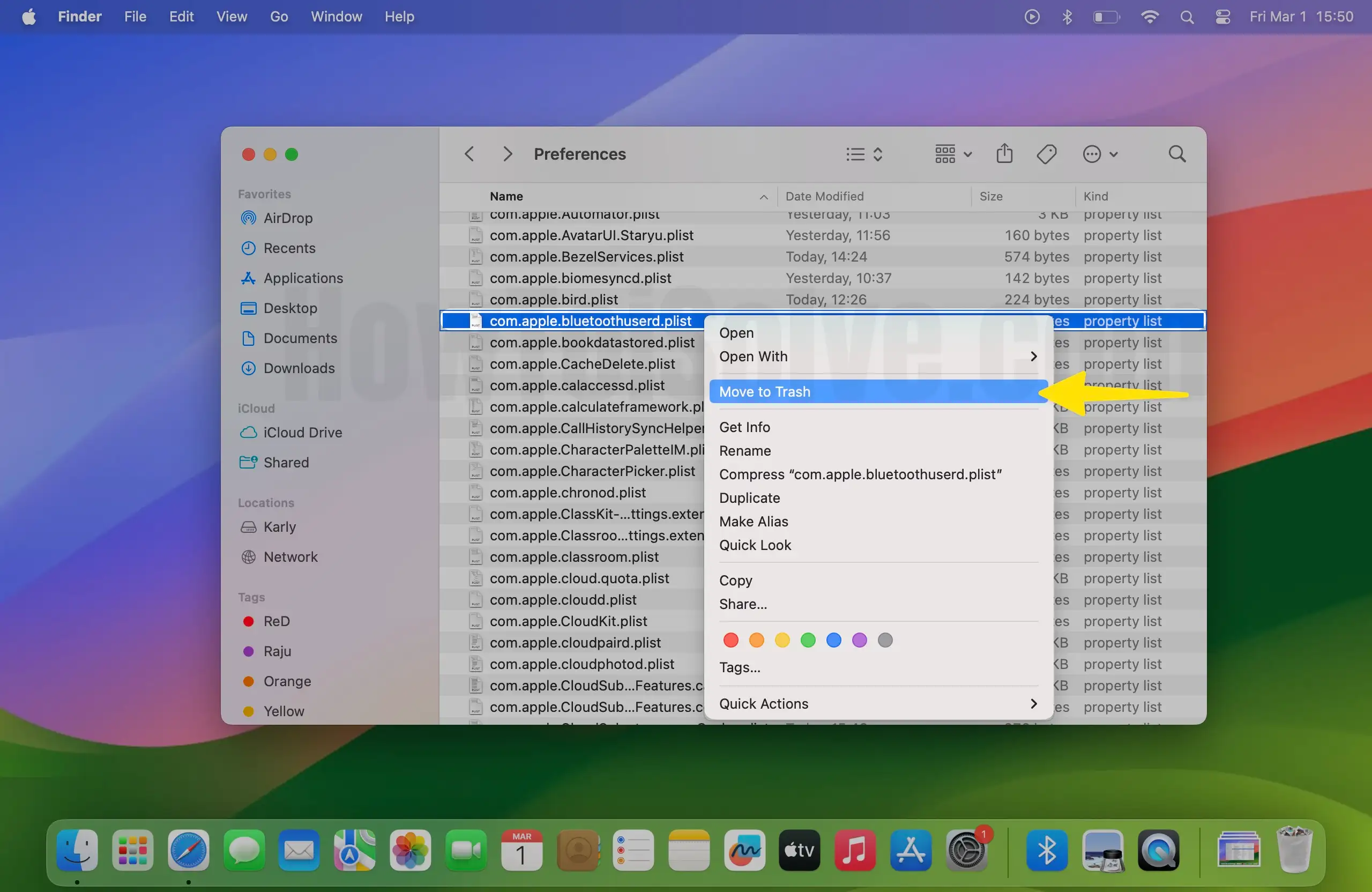 Right Click on File Select Move to Trash on Mac
