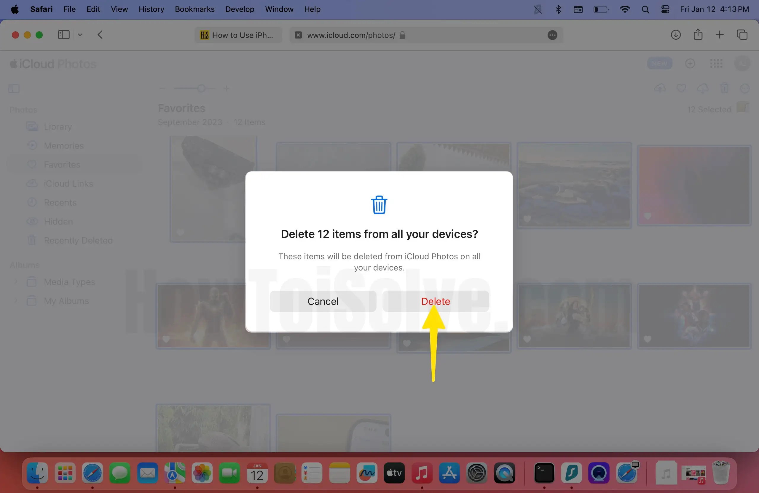 Tap on Delete For Confirmation on Mac