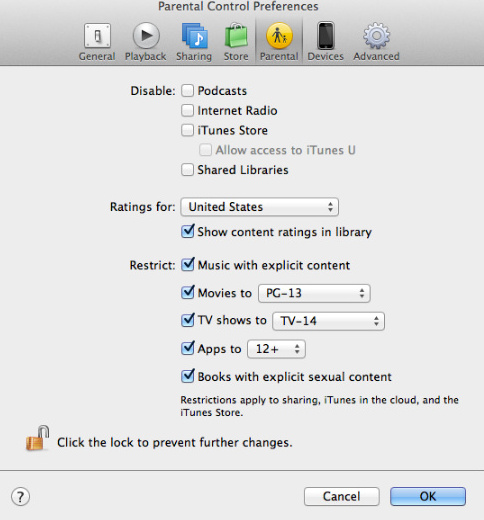 guide about iTunes restriction set up how to   
