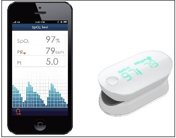 blood oxygen saturation and pulse rate monitor compatible with iPhone