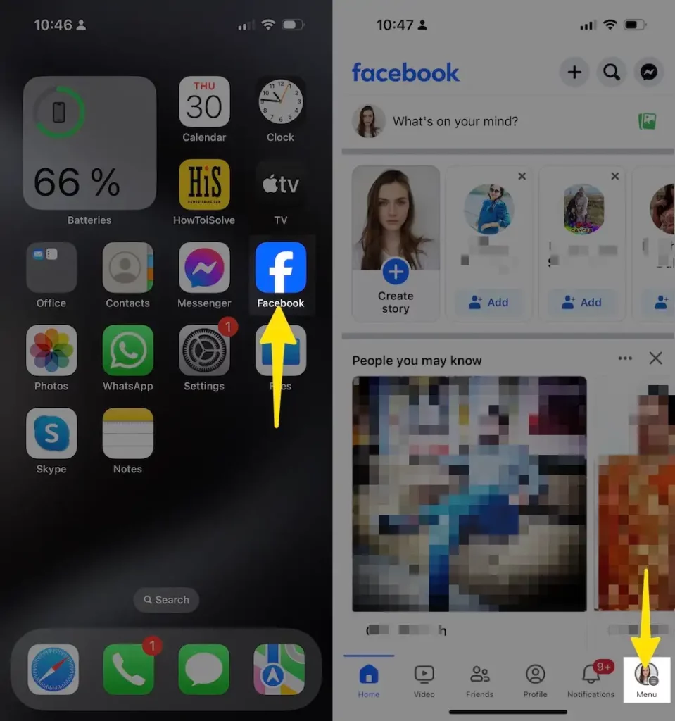 Launch the Facebook App Select Profile Icon on iPhone