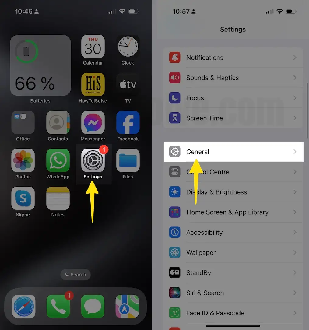Open Settings Select General Option on iPhone
