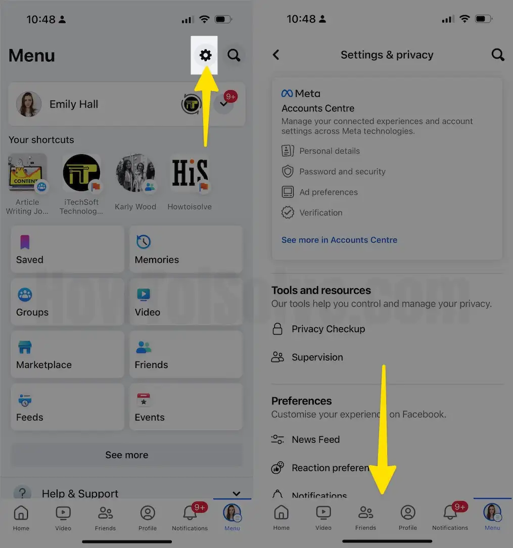 Tap on Settings & Privacy Scroll Down to Select Settings on iPhone