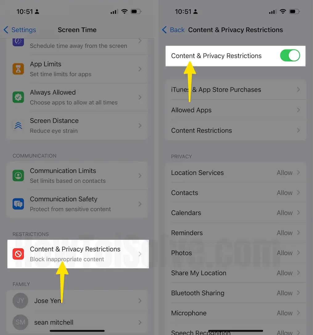 Select Content & Privacy Restrictions Tap Content & Privacy Restrictions on iPhone