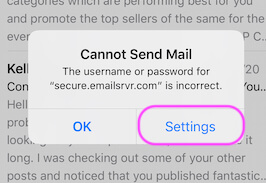Can not sent mail error if Mail details are incorrect