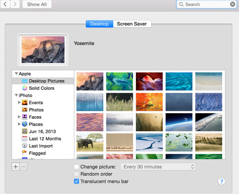 Изменить изображение фона рабочего стола в Mac OS X Yosemite как сделать